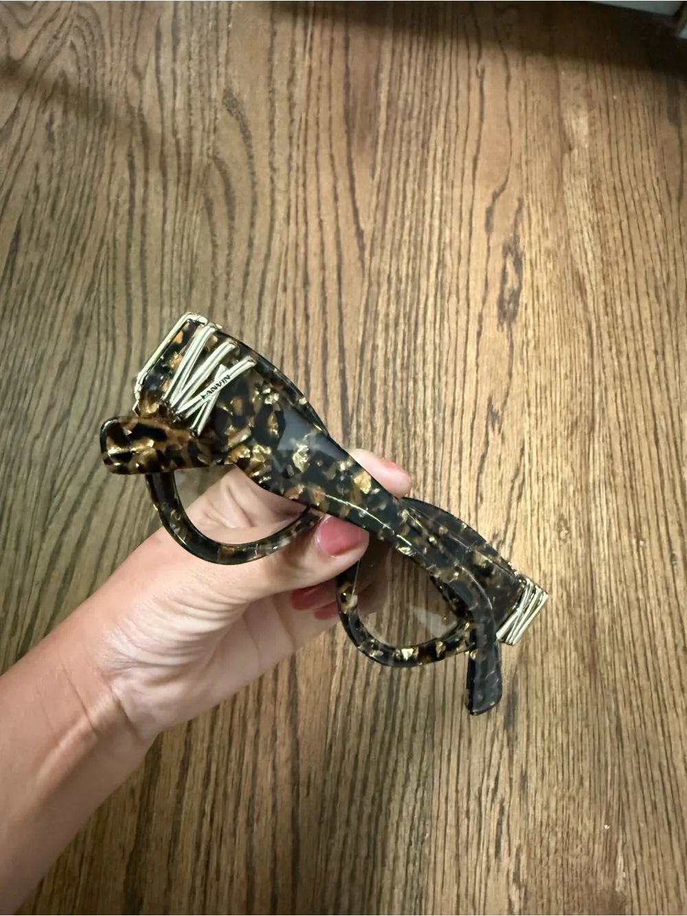 Lanvin Tortoiseshell Cat-Eye Sunglasses with Gold Logo Accent